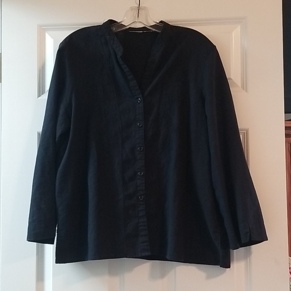 Coldwater Creek Black embroidered button down